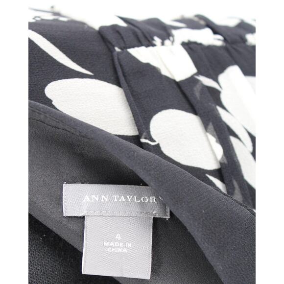 Ann Taylor Floral Dress 4 Floral Wide Straps V Neck Black White Sundress Career - Picture 6 of 15